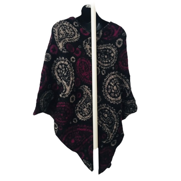 NWT Boho Sweater Poncho Shawl. One Size fit to 16 - Picture 2 of 4